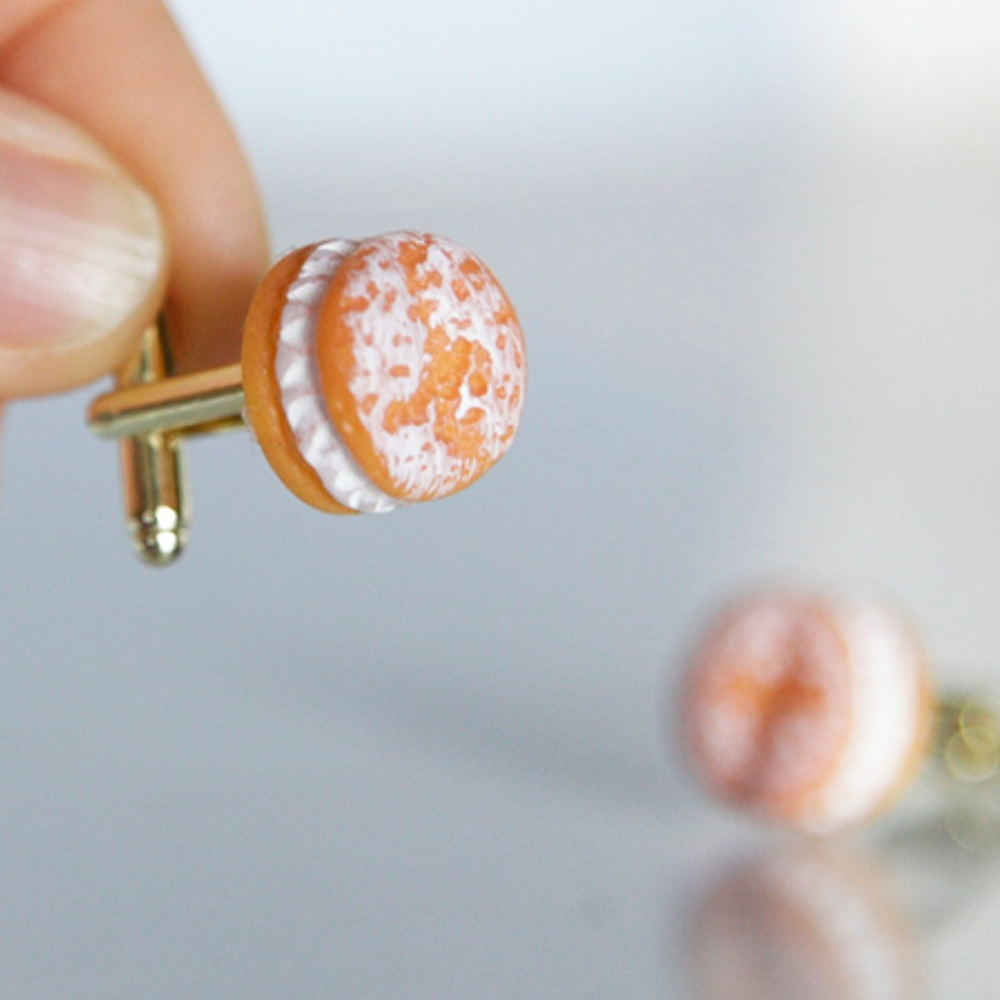 🌸 Cream Puff Cufflinks, Doughnuts, Handmade🌸